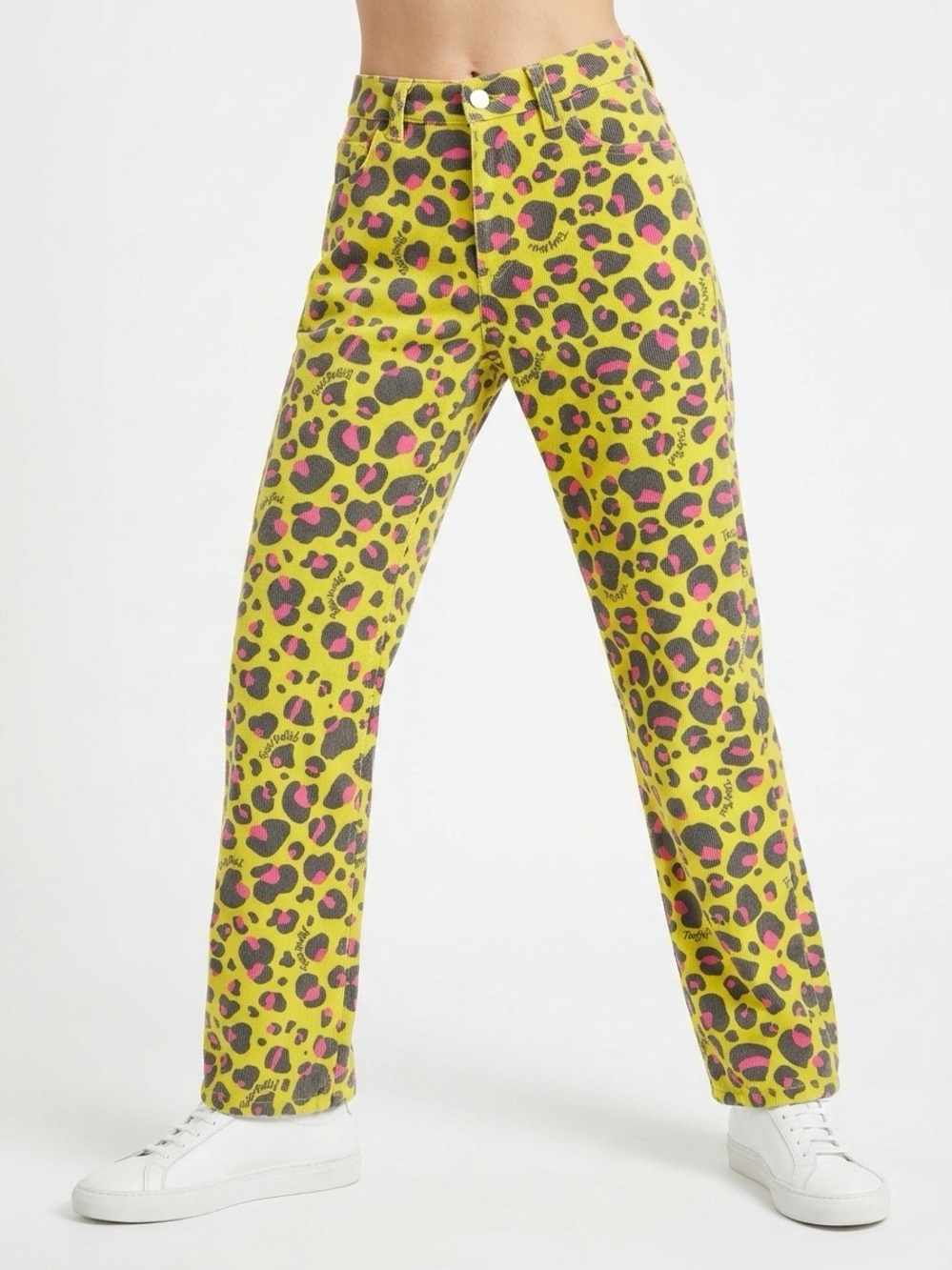 Teddy Fresh Trixie Mattel Leopard Print Cotton Jeans Yellow Pink Gray Size 28